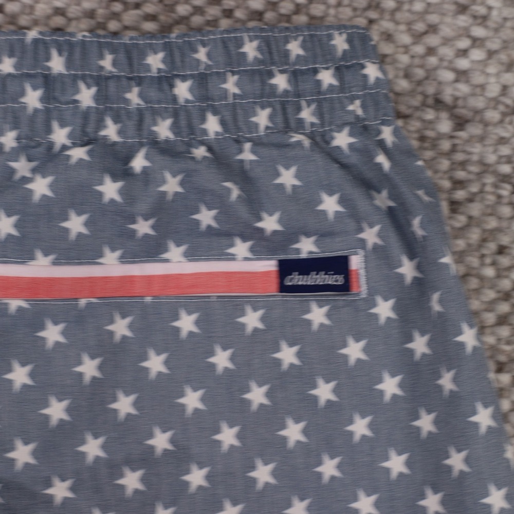 Chubbies Swim Trunks Mens Medium Red White Blue Excellent American Flag 7 Inseam